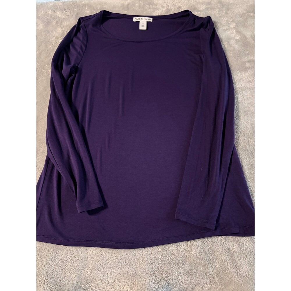 WHBM Outlet Deep Purple Long Sleeve Scoop Neck Top Size M Soft Knit